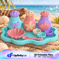 Mermaid Playset STL Bundle with Seashell Bowls Bottles Tray and Spoon