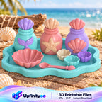 Mermaid Playset STL Bundle with Seashell Bowls Bottles Tray and Spoon
