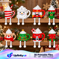 Christmas Hot Cocoa Mug Shelf Sitter STL Bundle with Flexi Legs