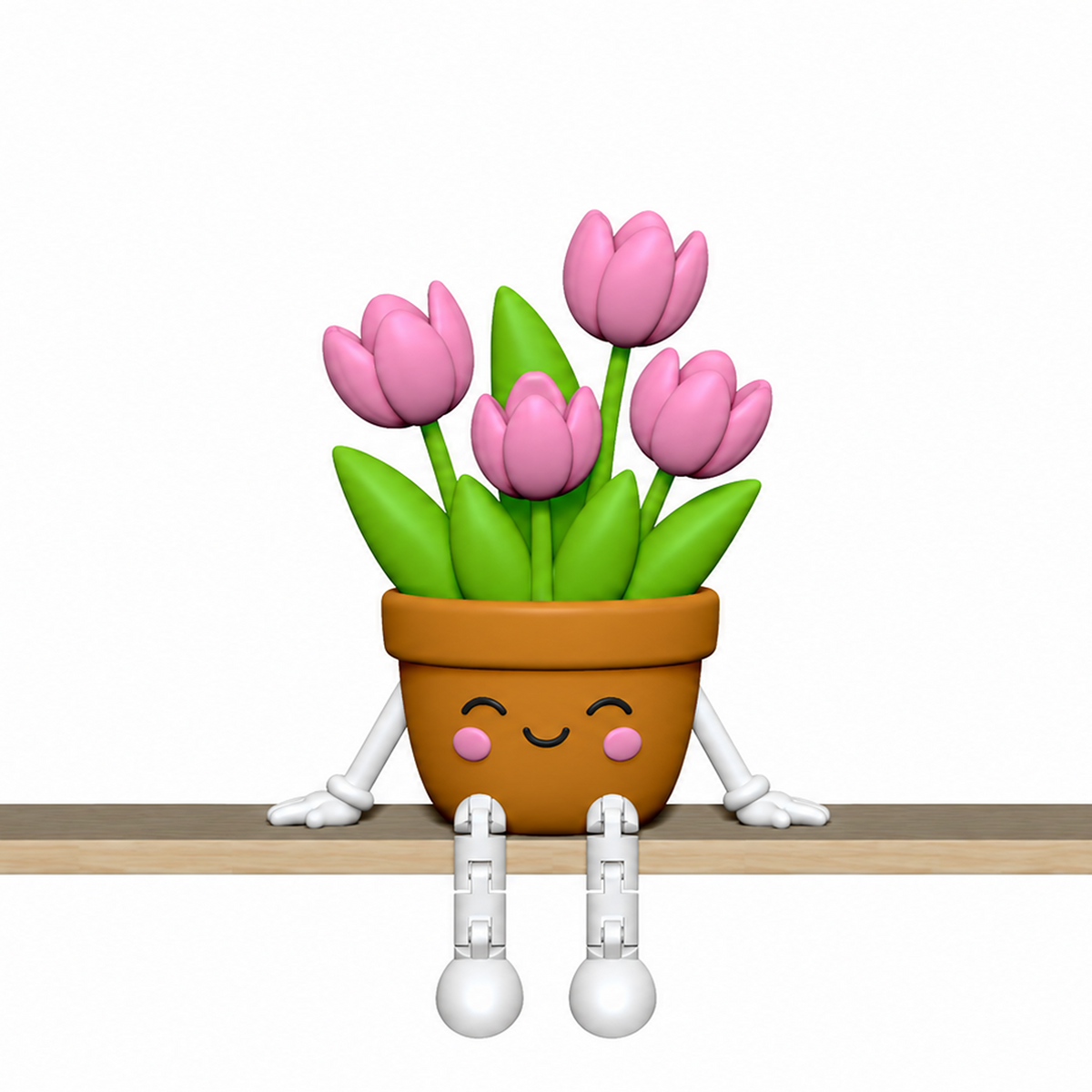 Plant Shelf Sitter STL Bundle with Cactus Succulent and Flow 12
