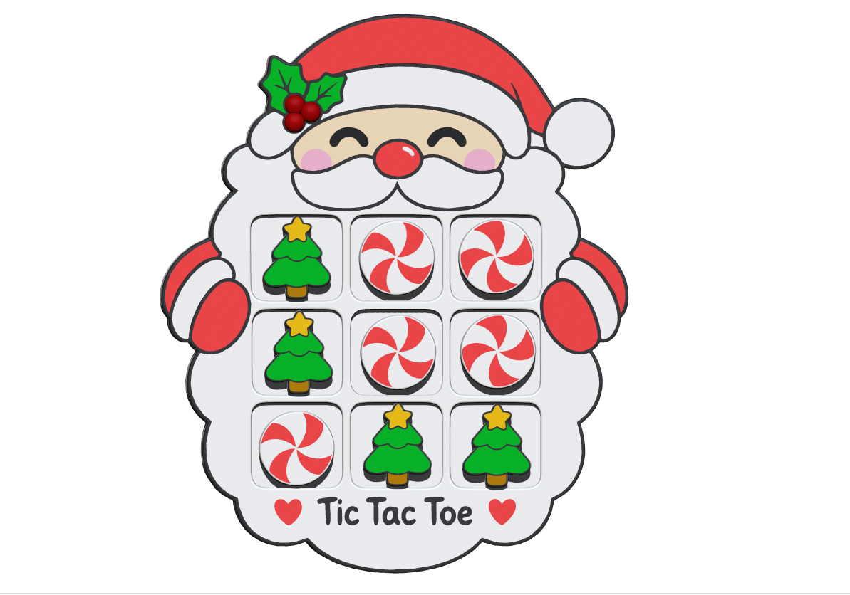 Christmas Tic Tac Toe STL Bundle with Santa and Mrs Claus Boards