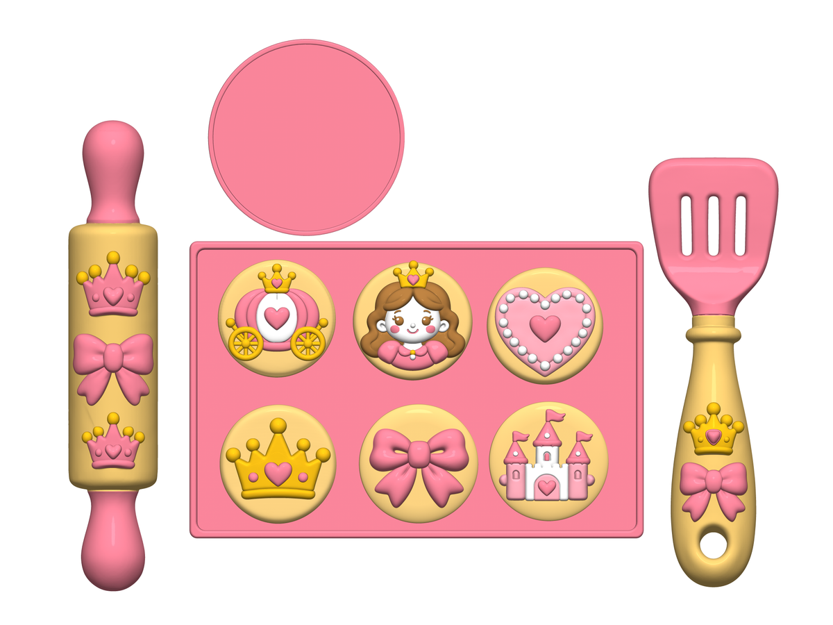 Princess Baking Playset STL Bundle with Cookies Tray and Rolling Pin