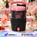 Pretty Girl Mini Water Cooler STL in Black and Pink with Handle