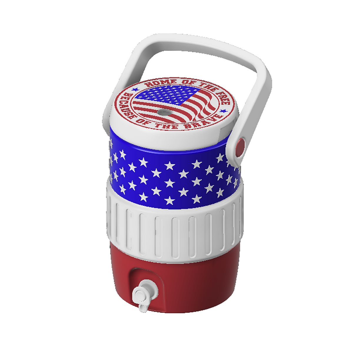 American Flag Veterans Mini Water Cooler STL with Waving Flag Lid