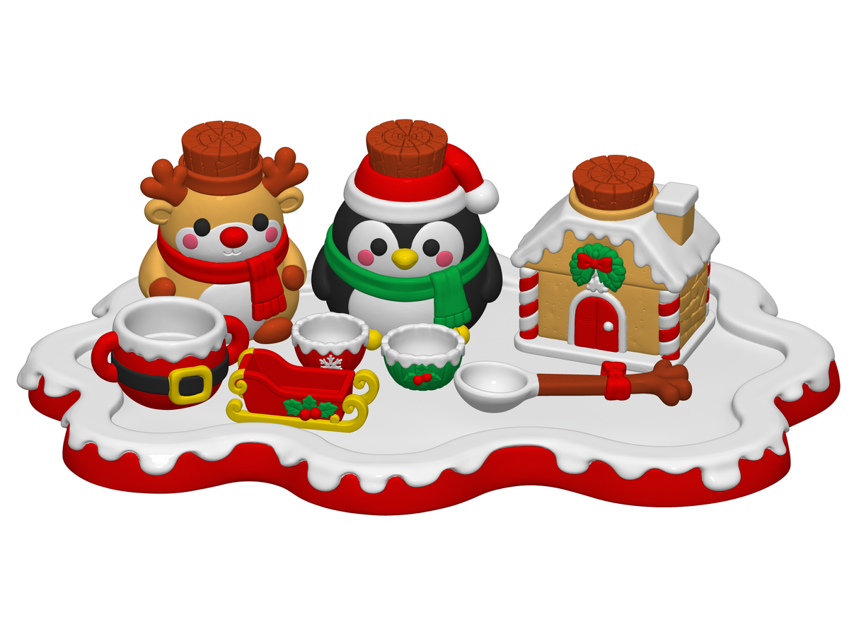 Christmas Playset STL Bundle with Reindeer Penguin Gingerbread House