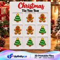 Christmas Gingerbread Tic Tac Toe Game STL File with Board and Pieces