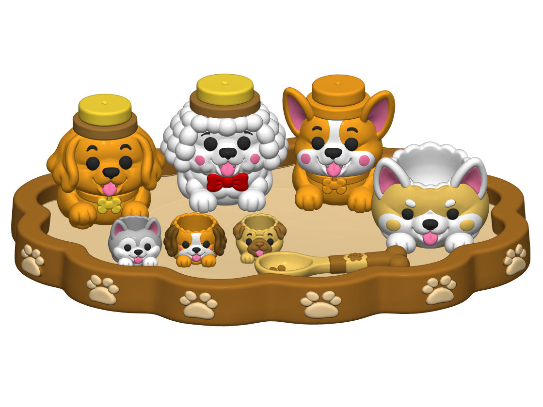 Puppy Playset STL Bundle with Tray Bowls Jars and Spoon