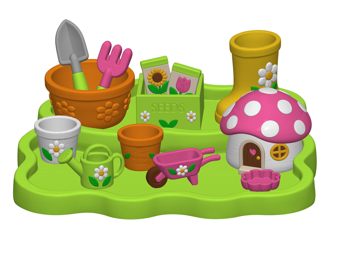 Gardening Playset STL Bundle with Wheelbarrow Watering Can and Pots