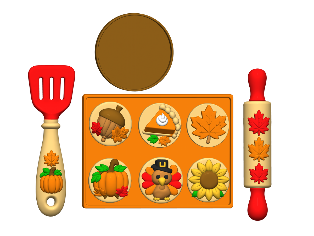 Thanksgiving Baking Playset STL Bundle with Cookies and Rolling Pin