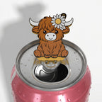 Highland Cow Daisy Soda Can Opener Keychain STL File with Nail Saver