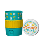 Summer Beach Mini Jug Can Cooler STL File with Palm Trees and Hibiscus