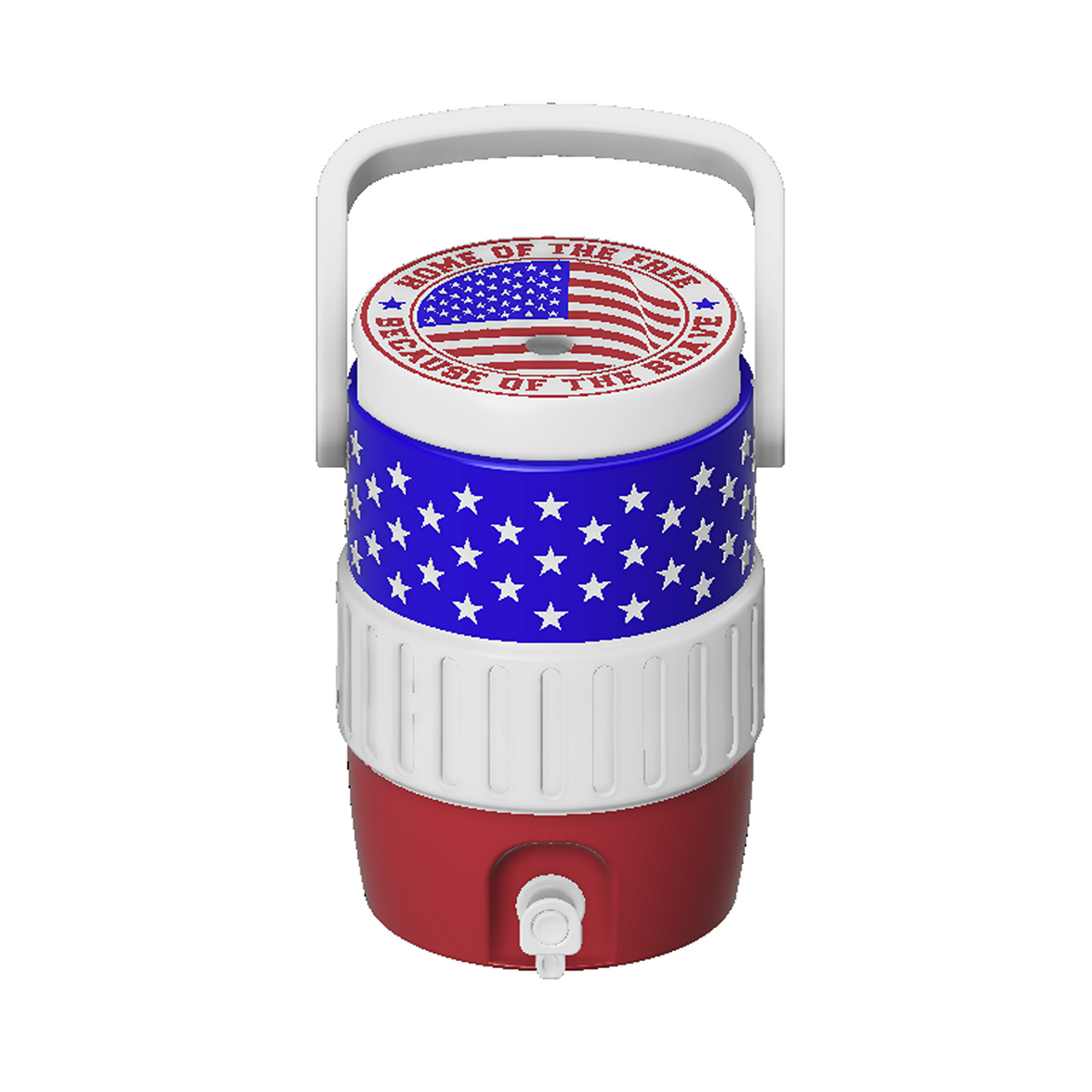 American Flag Veterans Mini Water Cooler STL with Waving Flag Lid