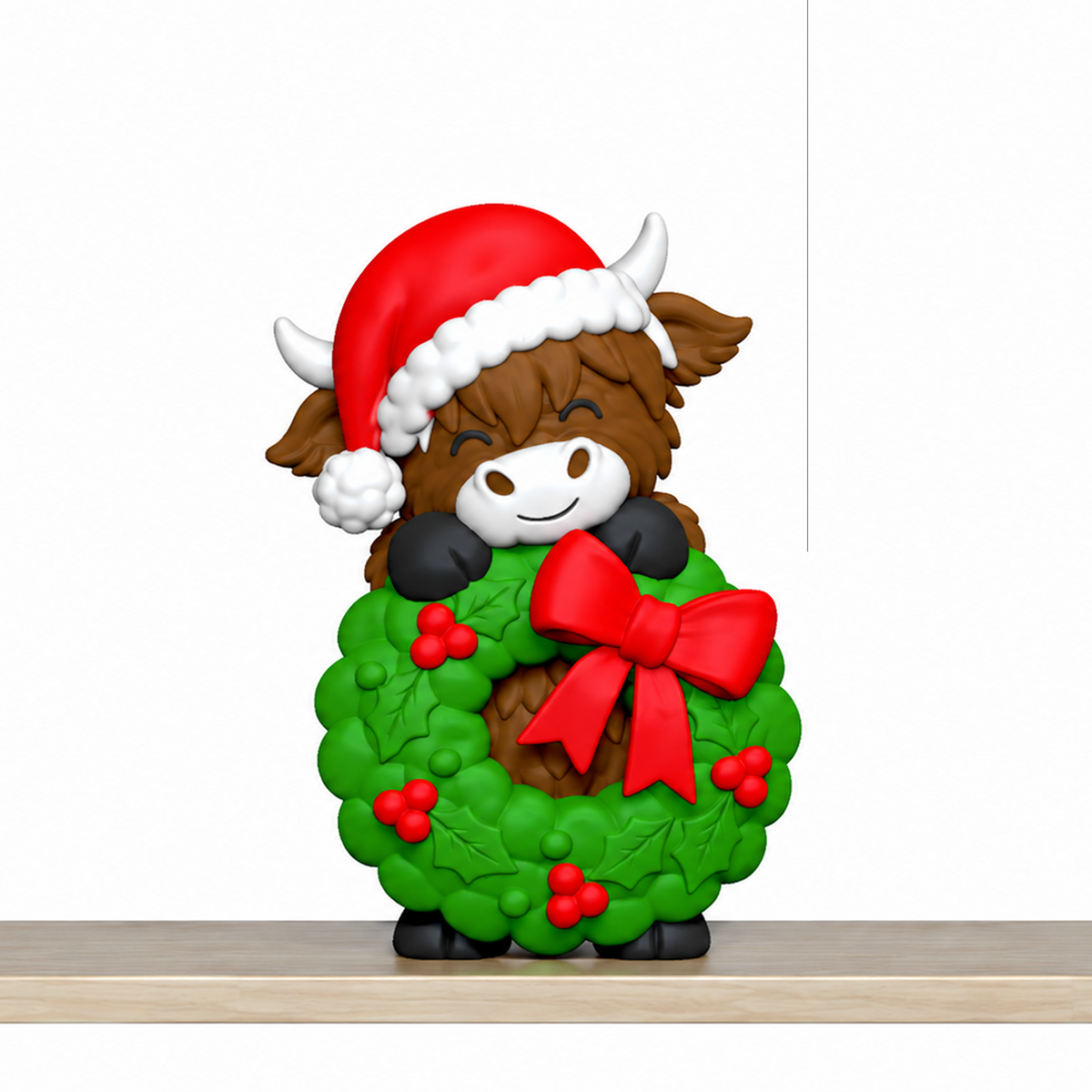 Christmas Highland Cow STL Bundle with Wreath Tree and Cocoa 3
