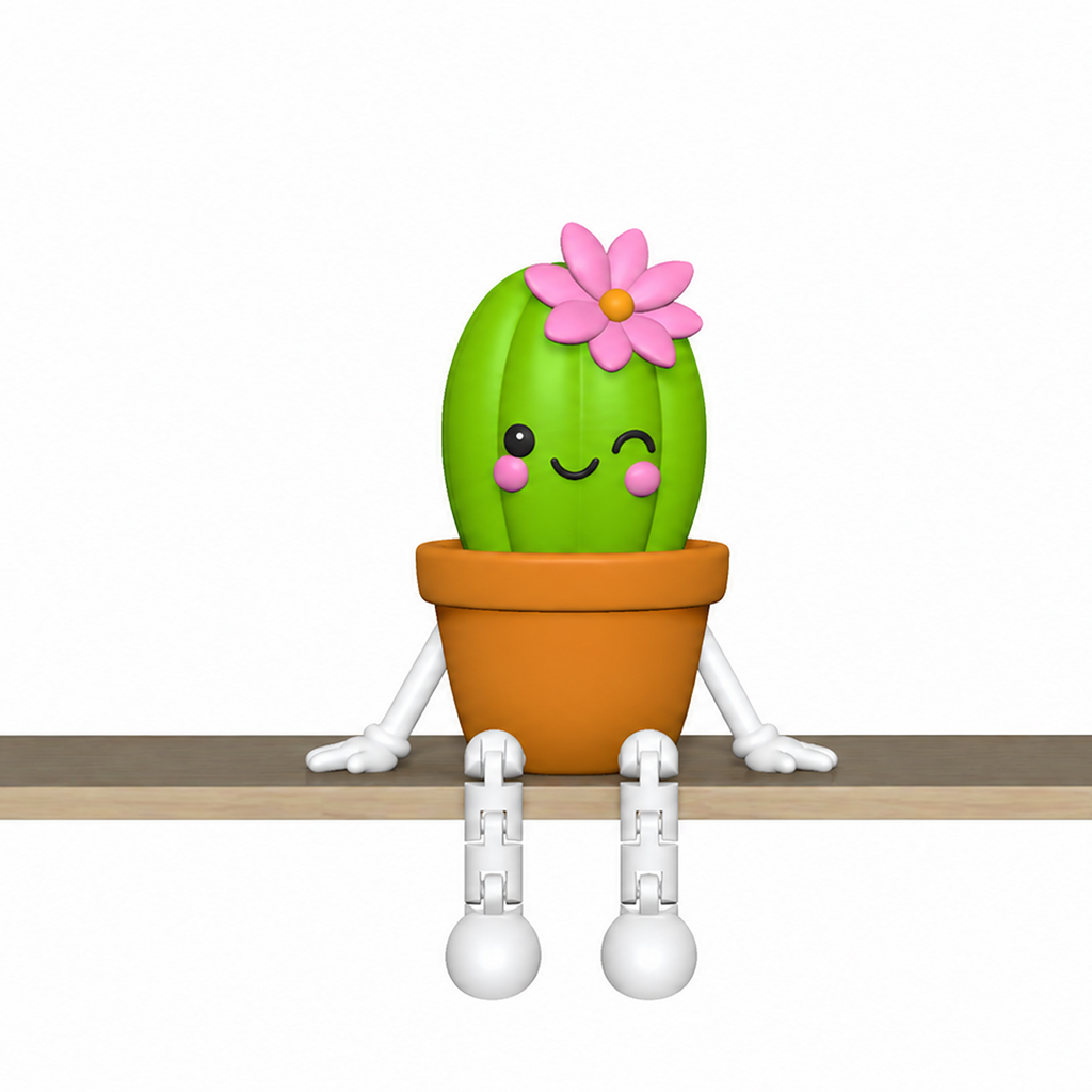 Plant Shelf Sitter STL Bundle with Cactus Succulent and Flow 3