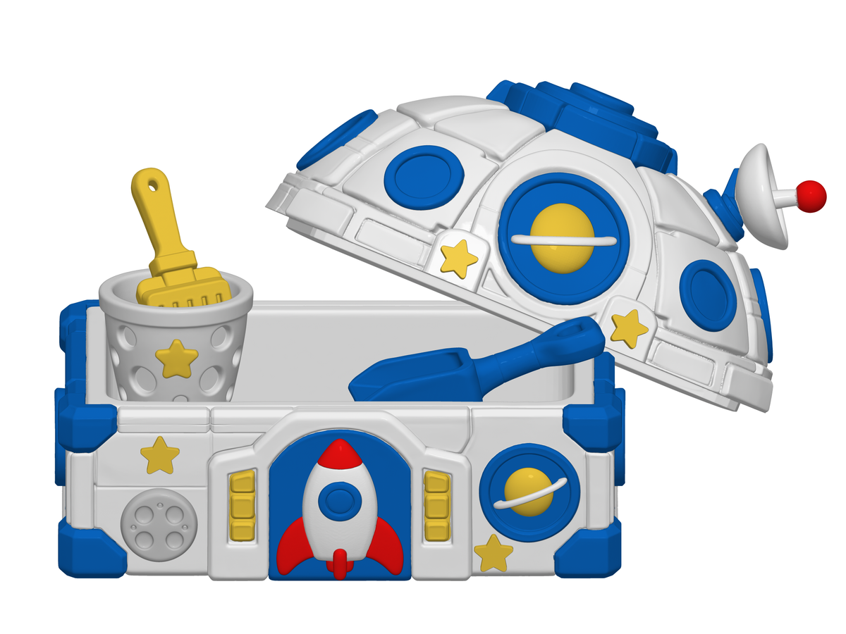 Space Sandbox STL Bundle with Rocket Dome Lid Bucket and Scoop