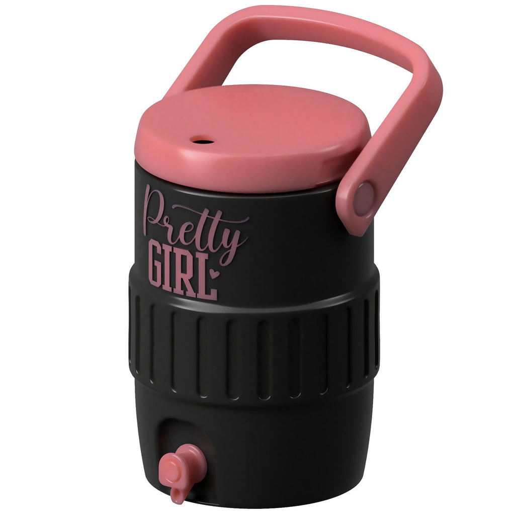 Pretty Girl Mini Water Cooler STL in Black and Pink with Handle