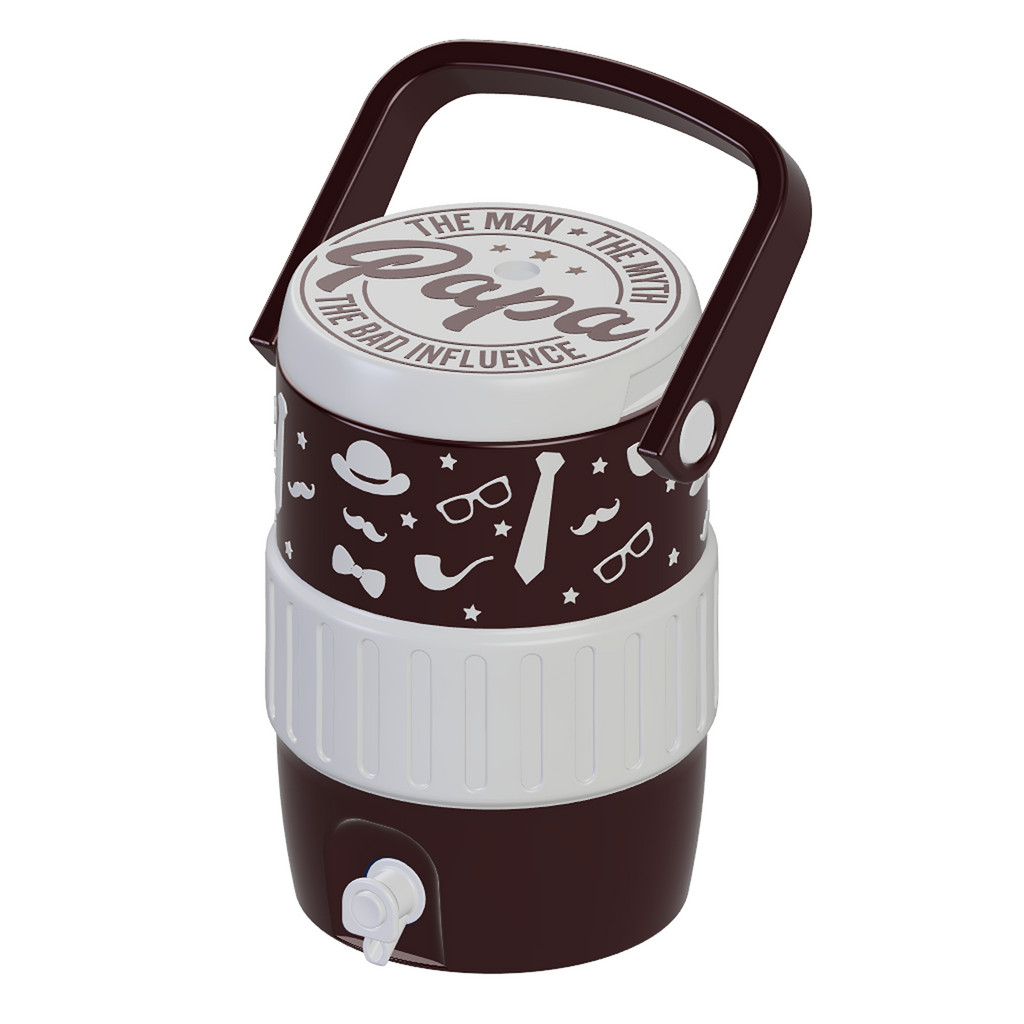Papa The Man The Myth The Bad Influence Mini Water Cooler STL Brown
