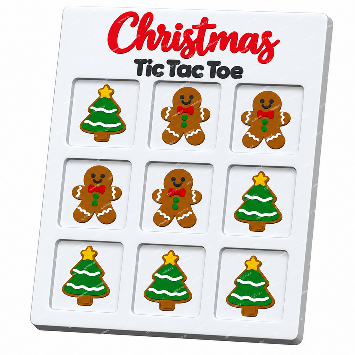 Christmas Gingerbread Tic Tac Toe Game STL File with Board and Pieces