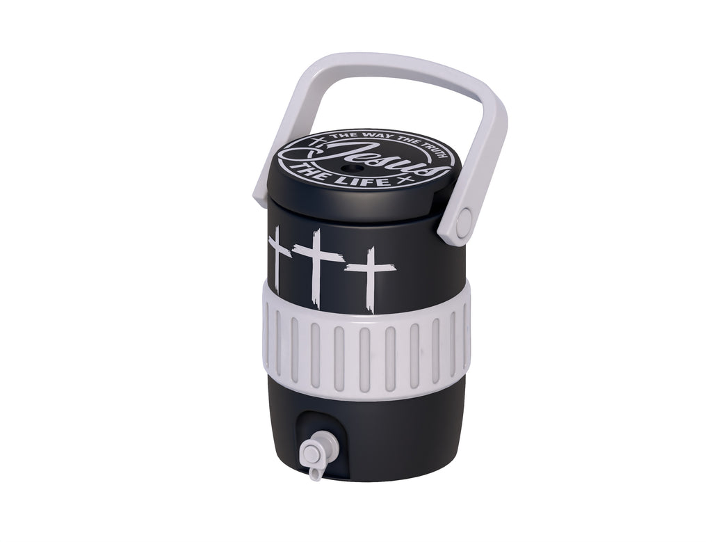 Christian Jesus Three Crosses Mini Water Cooler STL Black and White