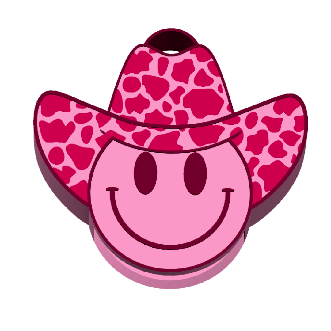 Pink Cowboy Hat Smiley Soda Can Opener Keychain STL File