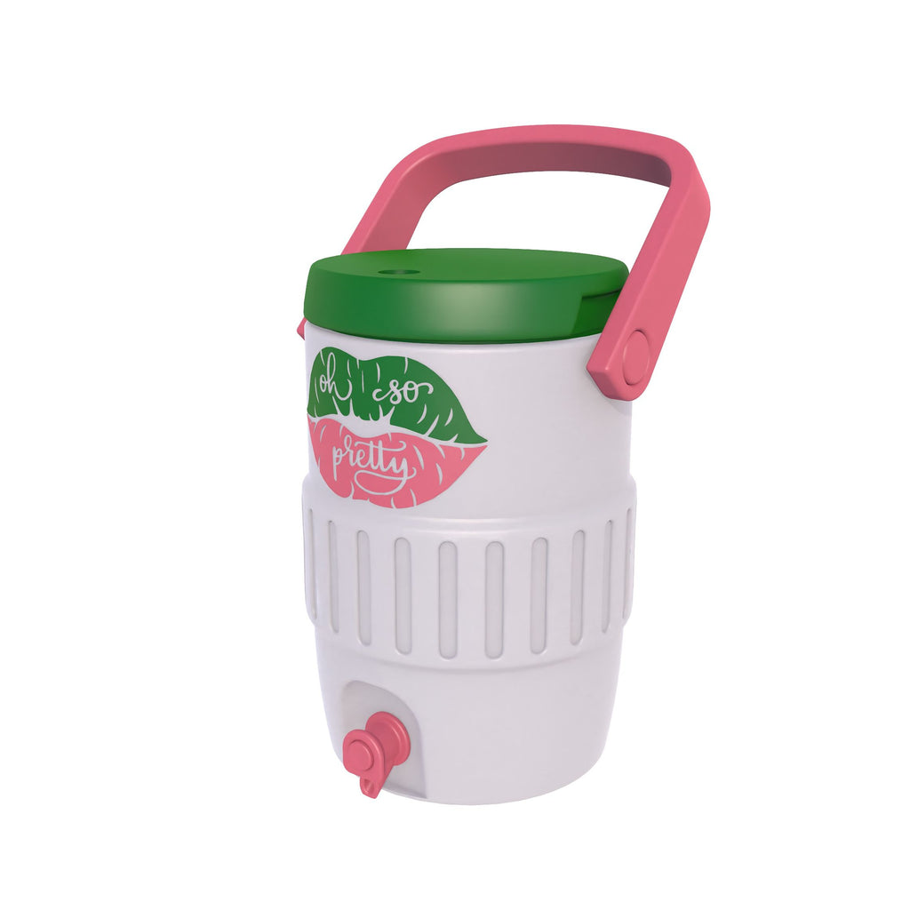 Pink and Green Lips Mini Water Cooler STL File with Handle and Spigot