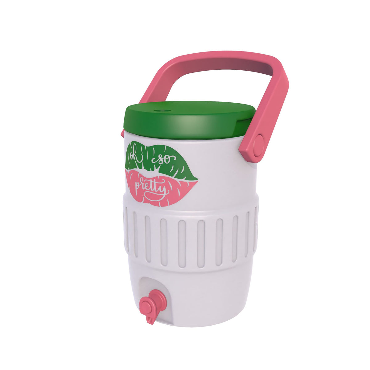 Pink and Green Lips Mini Water Cooler STL File with Handle and Spigot