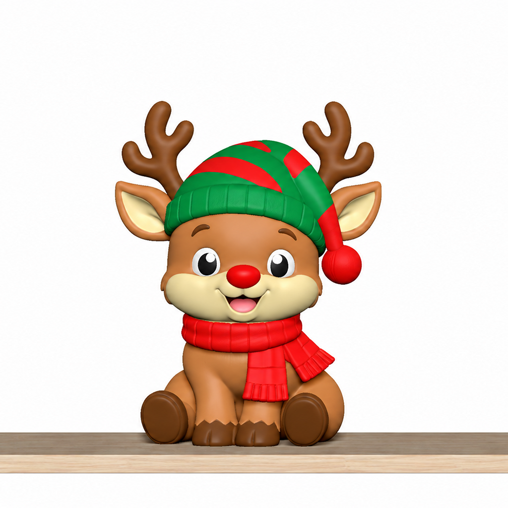 Christmas Reindeer STL Set with Cute Bow and Scarf Figurines 3