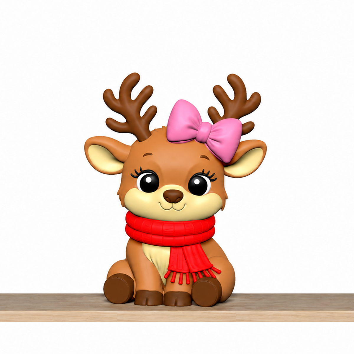 Christmas Reindeer STL Set with Cute Bow and Scarf Figurines 4