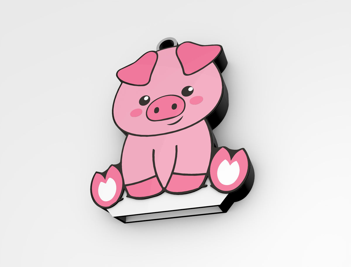 Cute Pink Pig Soda Can Opener Keychain STL File with Nail Saver