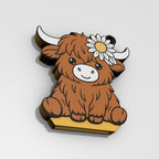 Highland Cow Daisy Soda Can Opener Keychain STL File with Nail Saver