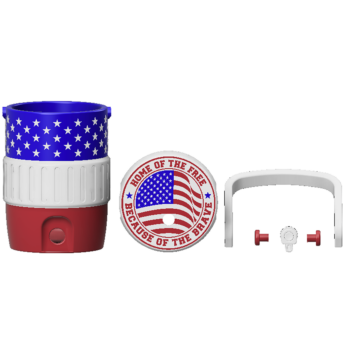 American Flag Veterans Mini Water Cooler STL with Waving Flag Lid