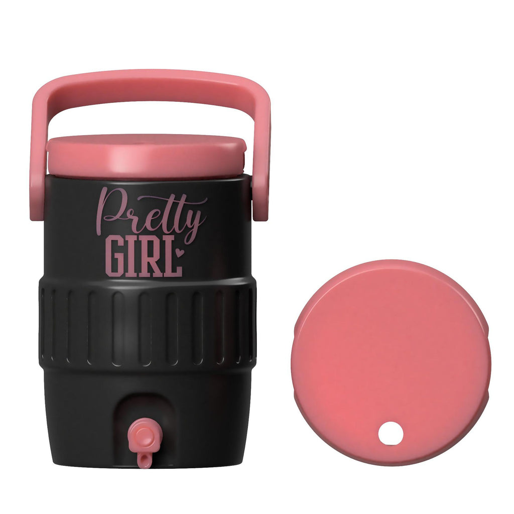 Pretty Girl Mini Water Cooler STL in Black and Pink with Handle