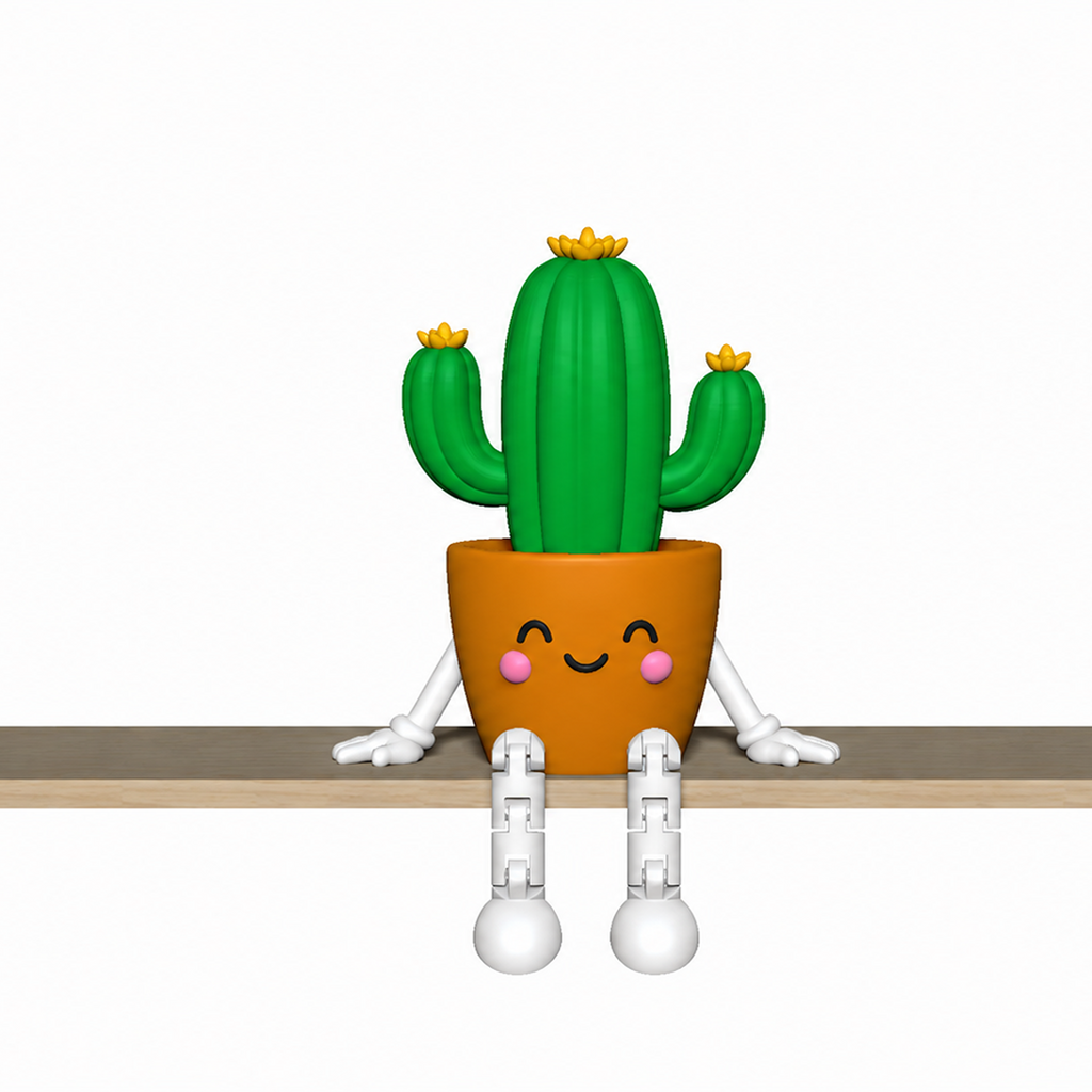 Plant Shelf Sitter STL Bundle with Cactus Succulent and Flow 4