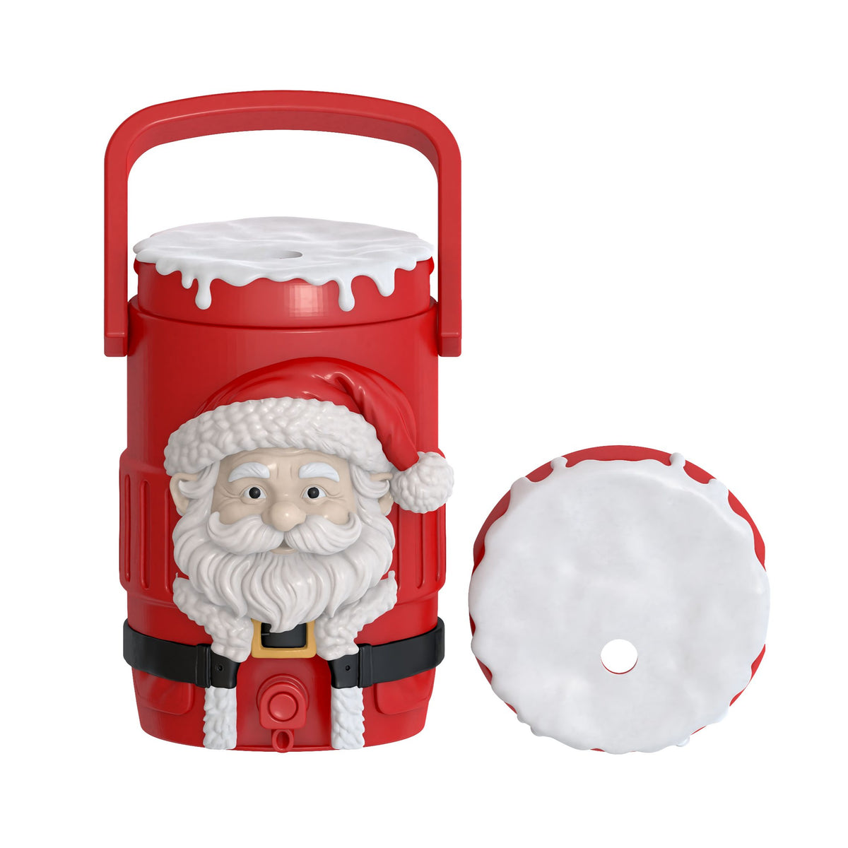 Christmas Can Cooler STL with Santa Face and Snowy Lid 5
