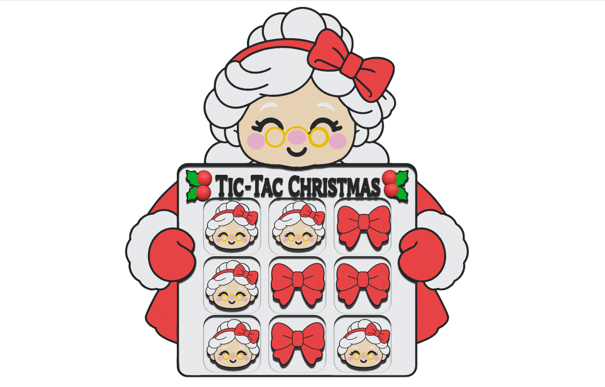 Christmas Tic Tac Toe STL Bundle with Santa and Mrs Claus Boards