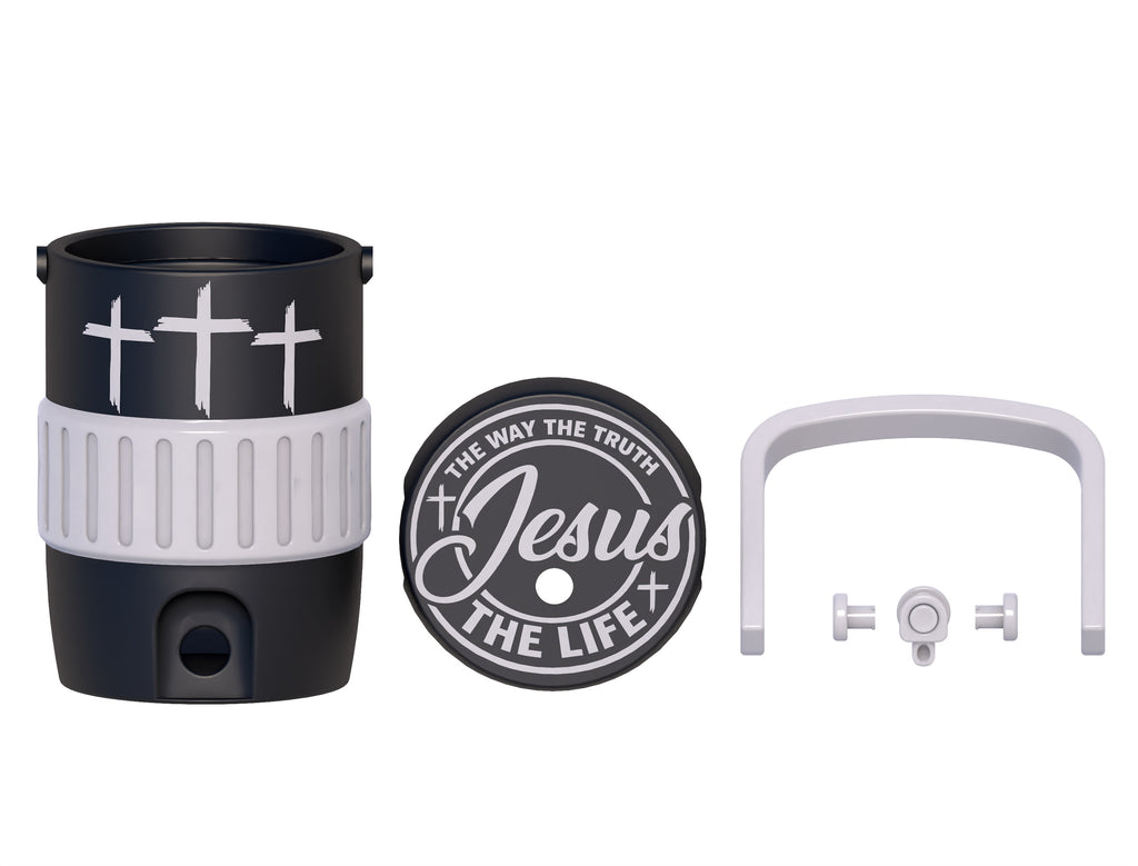 Christian Jesus Three Crosses Mini Water Cooler STL Black and White