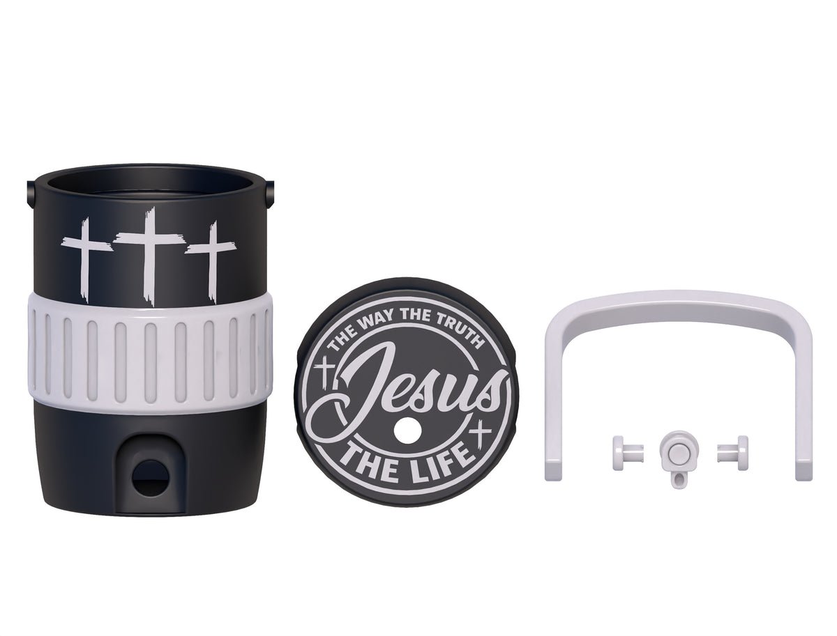 Christian Jesus Three Crosses Mini Water Cooler STL Black and White