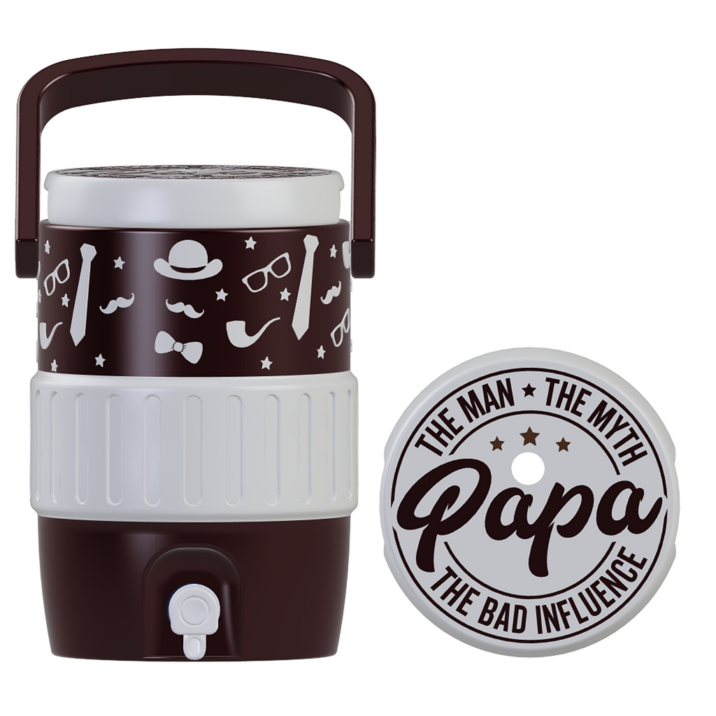 Papa The Man The Myth The Bad Influence Mini Water Cooler STL Brown