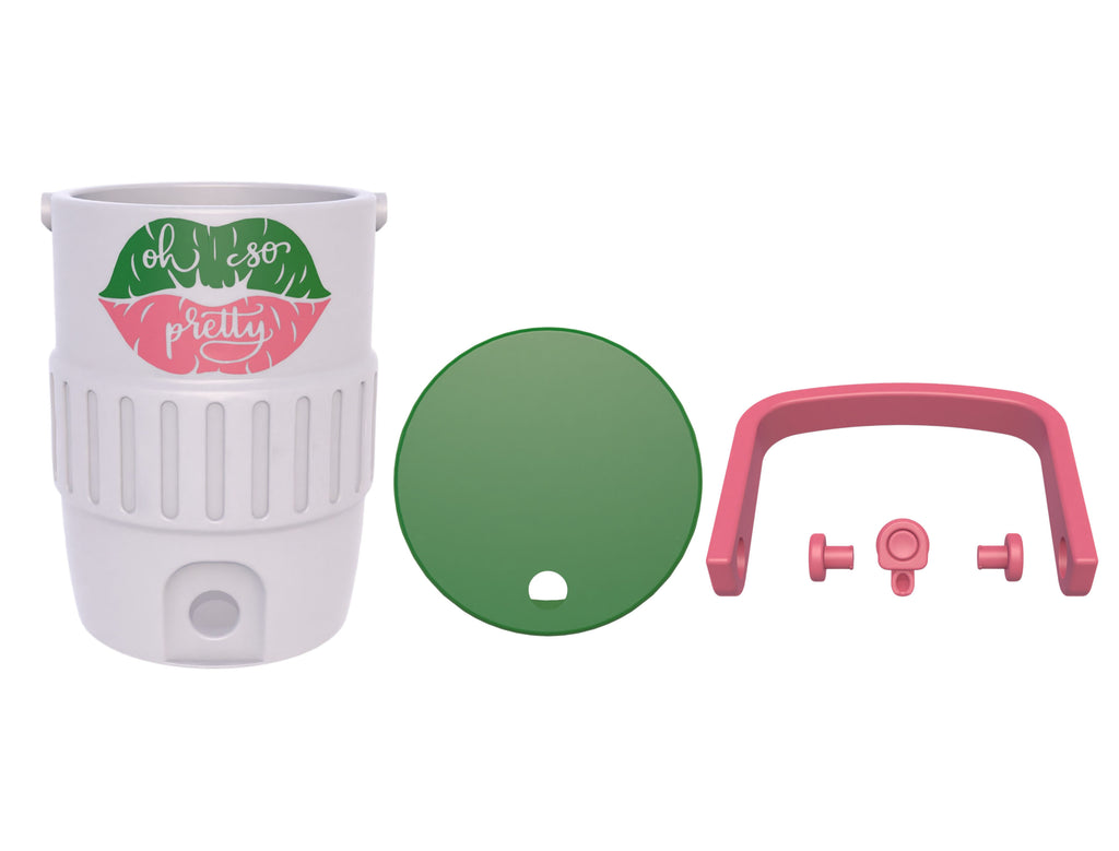 Pink and Green Lips Mini Water Cooler STL File with Handle and Spigot
