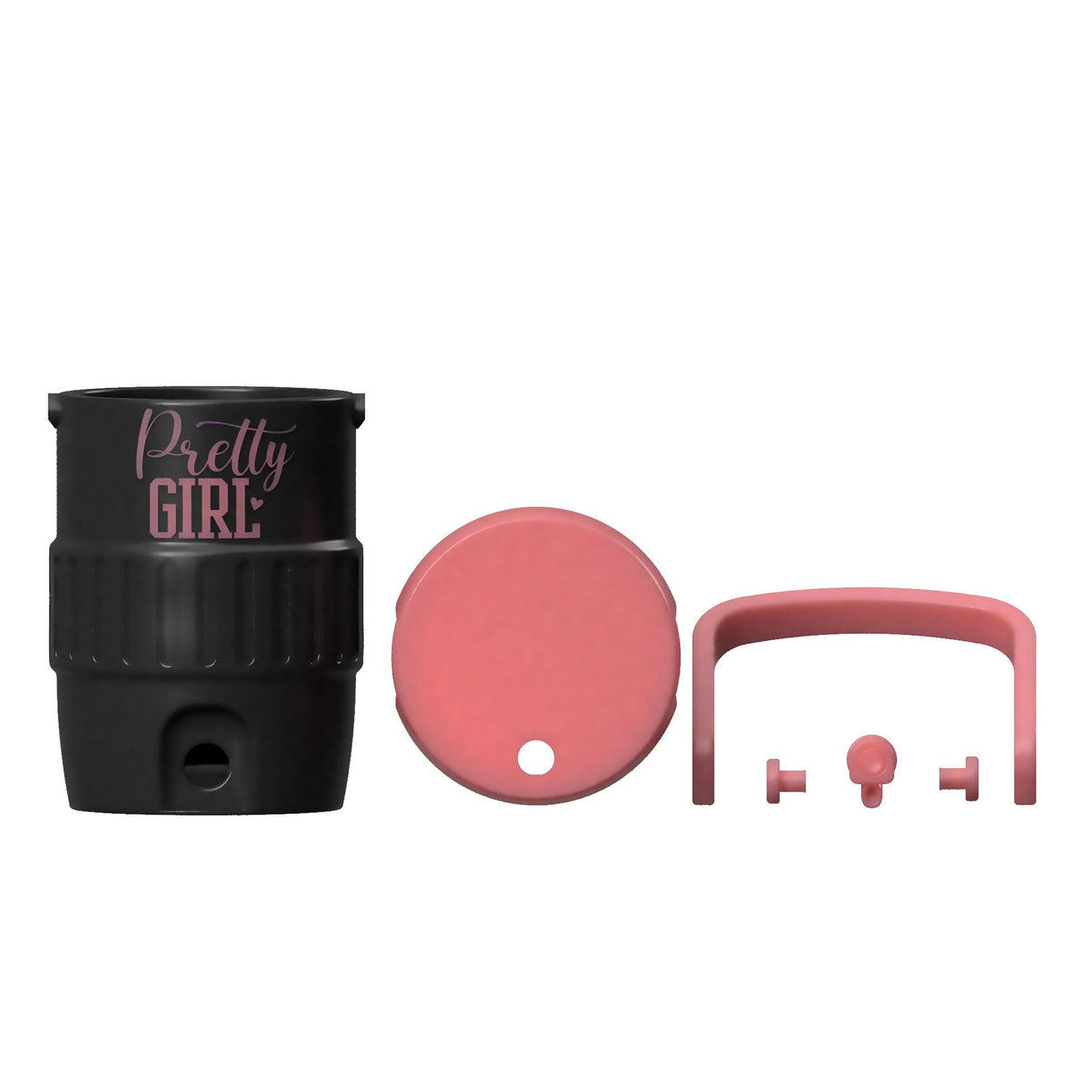 Pretty Girl Mini Water Cooler STL in Black and Pink with Handle