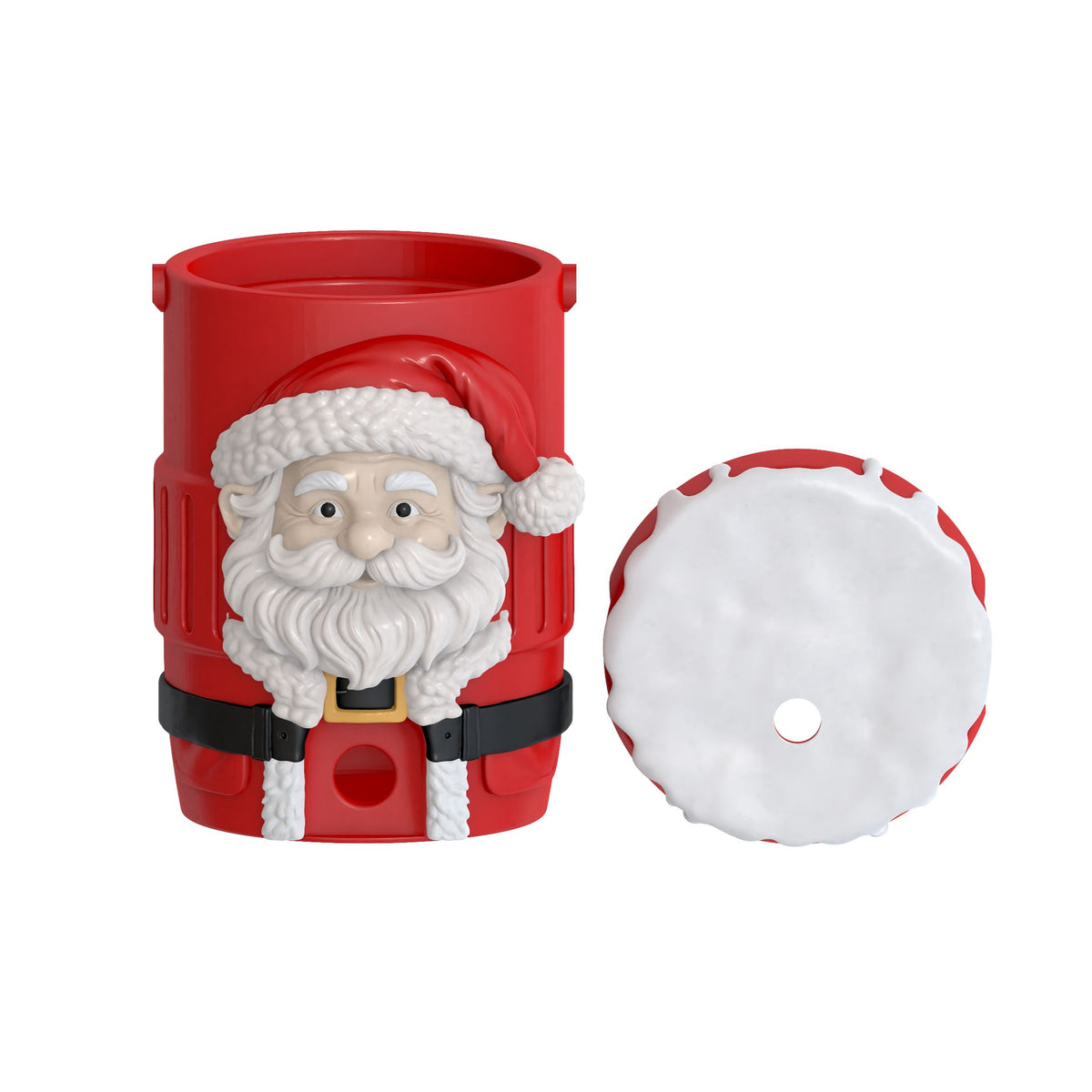 Christmas Can Cooler STL with Santa Face and Snowy Lid 6