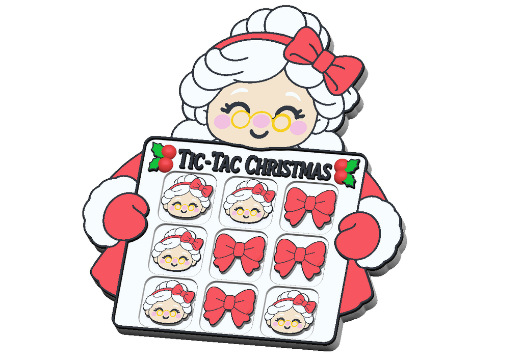 Christmas Tic Tac Toe STL Bundle with Santa and Mrs Claus Boards