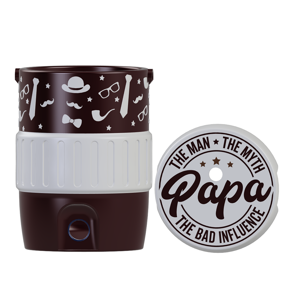 Papa The Man The Myth The Bad Influence Mini Water Cooler STL Brown