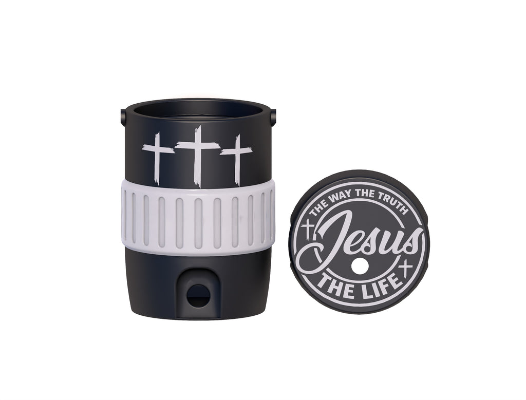 Christian Jesus Three Crosses Mini Water Cooler STL Black and White