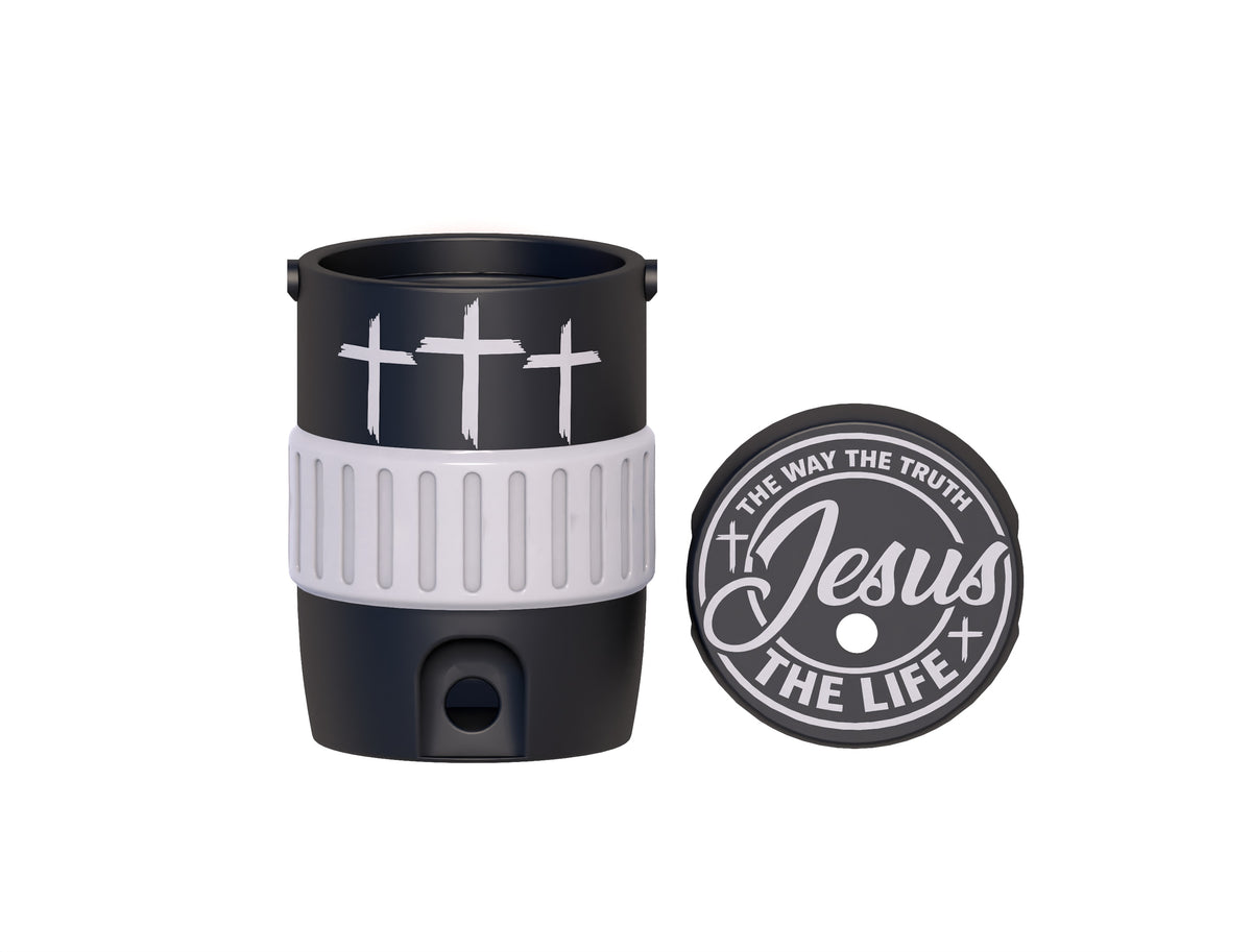 Christian Jesus Three Crosses Mini Water Cooler STL Black and White
