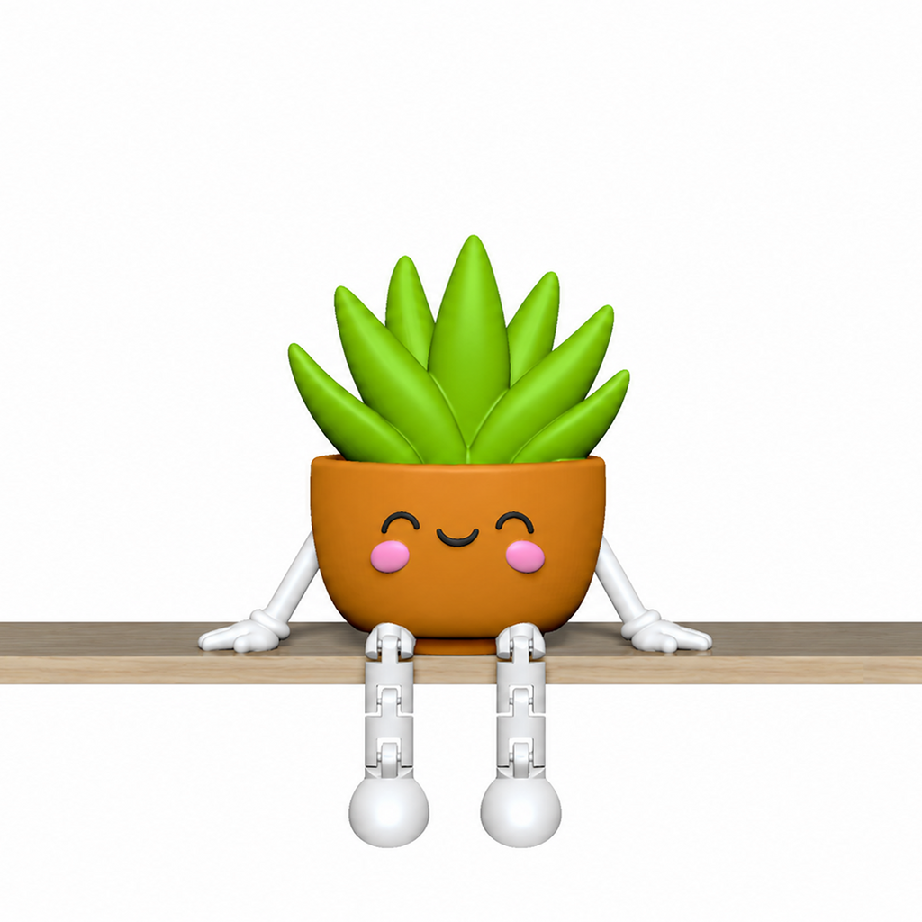 Plant Shelf Sitter STL Bundle with Cactus Succulent and Flow 5