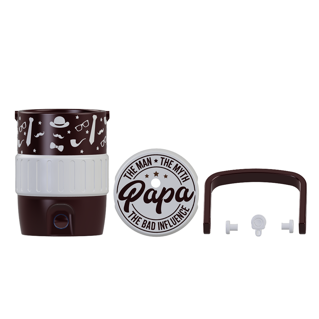 Papa The Man The Myth The Bad Influence Mini Water Cooler STL Brown