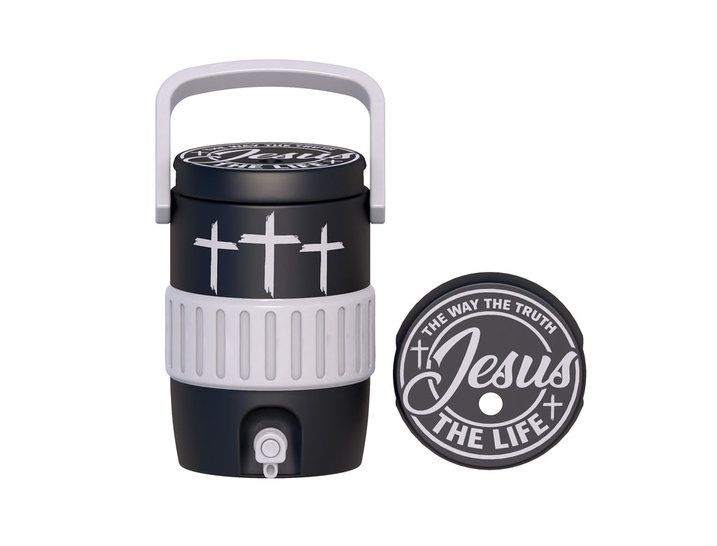 Christian Jesus Three Crosses Mini Water Cooler STL Black and White