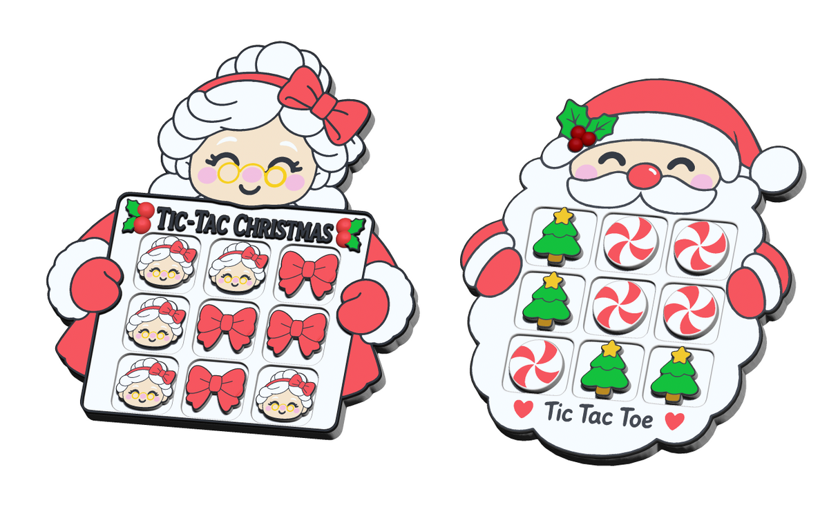 Christmas Tic Tac Toe STL Bundle with Santa and Mrs Claus Boards