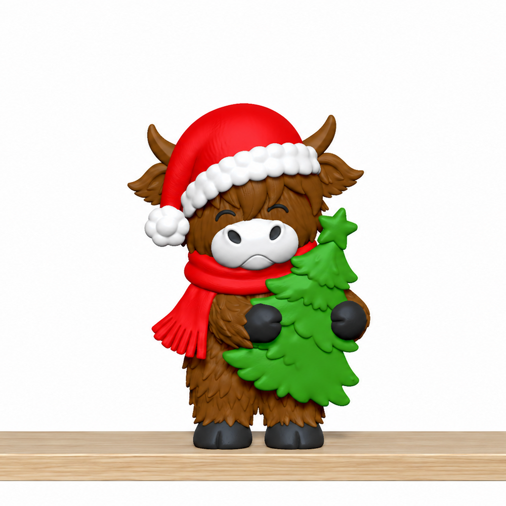 Christmas Highland Cow STL Bundle with Wreath Tree and Cocoa 6